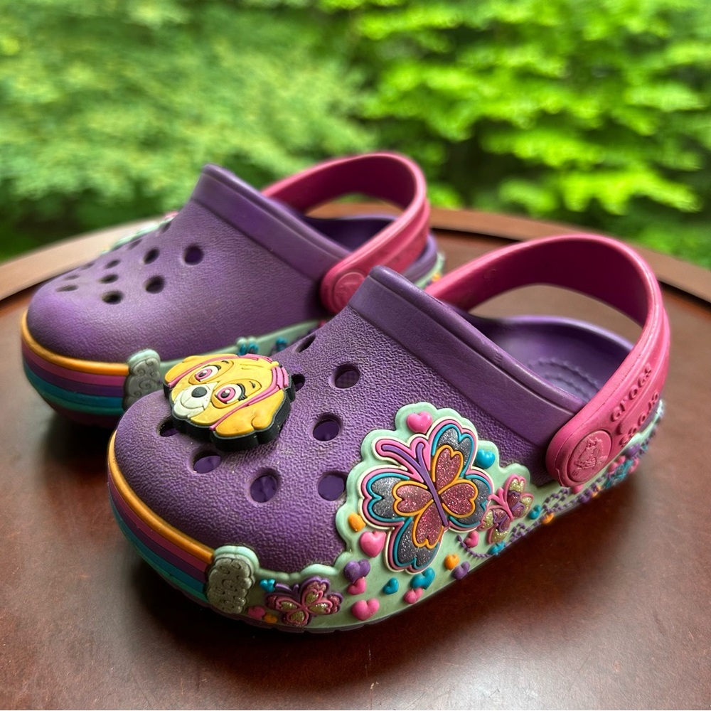 Crocs x Paw Patrol | Toddler Girl Size 5 | Rare Rainbow Butterfly Skye Clogs - Picture 12 of 12